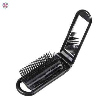 

Portable Travel Hair Styling Comb Folding Anti-static Pocket Hair Comb with Mirror