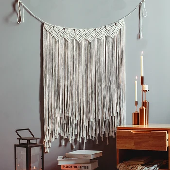 

Macrame Wall Hanging 75x107cm Cotton Handmade Large Woven Wall Tapestry Large Boho Wedding Backdrop Decoration for Indoor