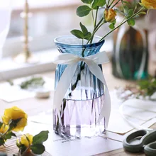 Скандинавская стеклянная ваза маленькая свежая прозрачная гостиная Цветочные поделки креативная Цветочная композиция украшение стола для дома украшения