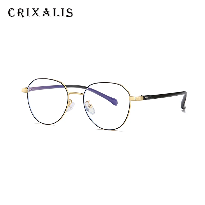 CRIXALIS, металлические круглые очки для чтения, женские, анти-синий светильник, прозрачные линзы, модный дизайн, оптические оправы, черные очки для мужчин
