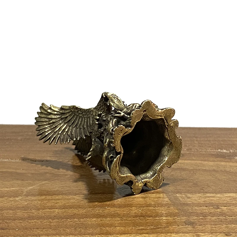 Antique Solid Copper Ornaments Bronze Flying Eagle Statue Brass Miniatures Figurines Home Decorations Office Desk Decor Tea Pets ornament crafts miniature figurines
