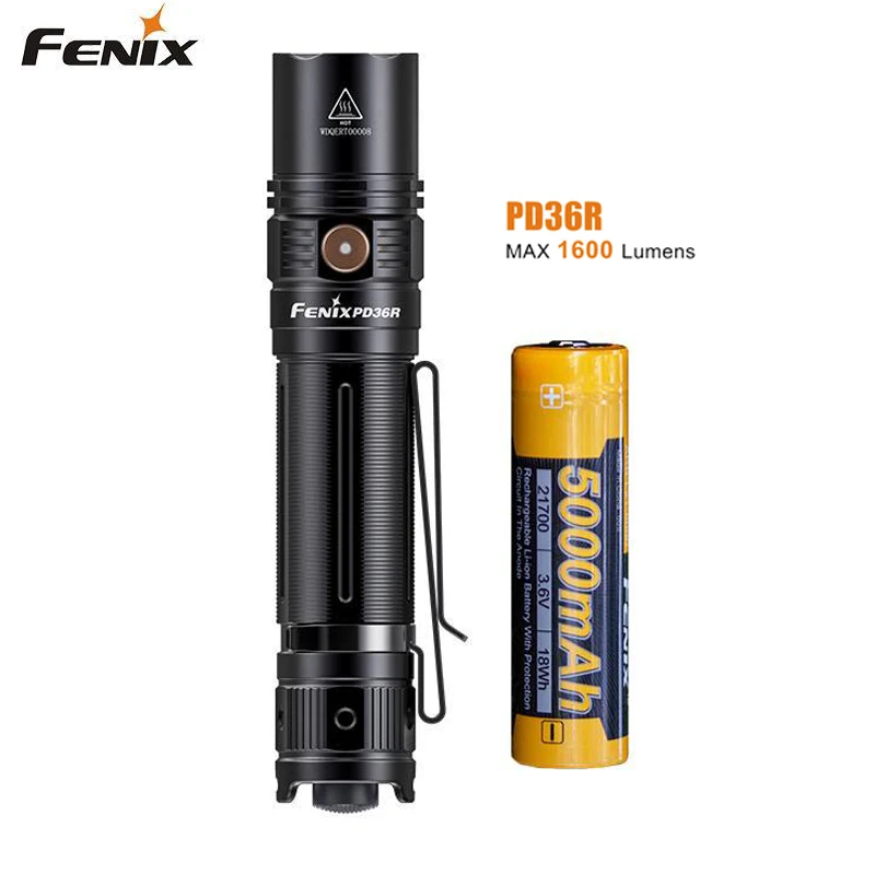 usb type-C зарядный Fenix PD36R 1600 люмен ультра-компактный аккумуляторный тактический фонарик с литий-ионным аккумулятором 5000 мАч