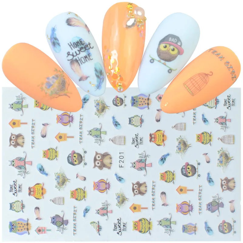 1 Sheet Mix Patterns Owl Alphabet Lace Flower Cartoon Unicorn Nail Sticker Art Transfer Stickers Decorations DIY | Красота и здоровье