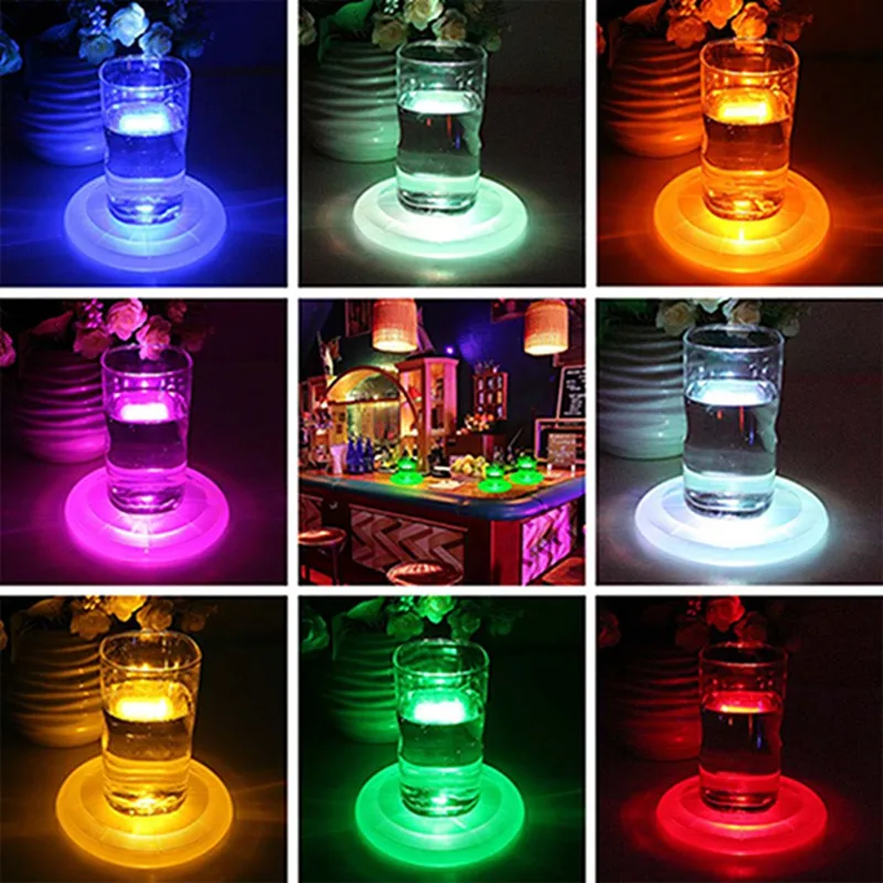 

1PC Mini Round Drink Coasters Glasses Beer Coffee Wine Tea Bar LED Light Coaster Cup Mug Mat For Hot Drinks