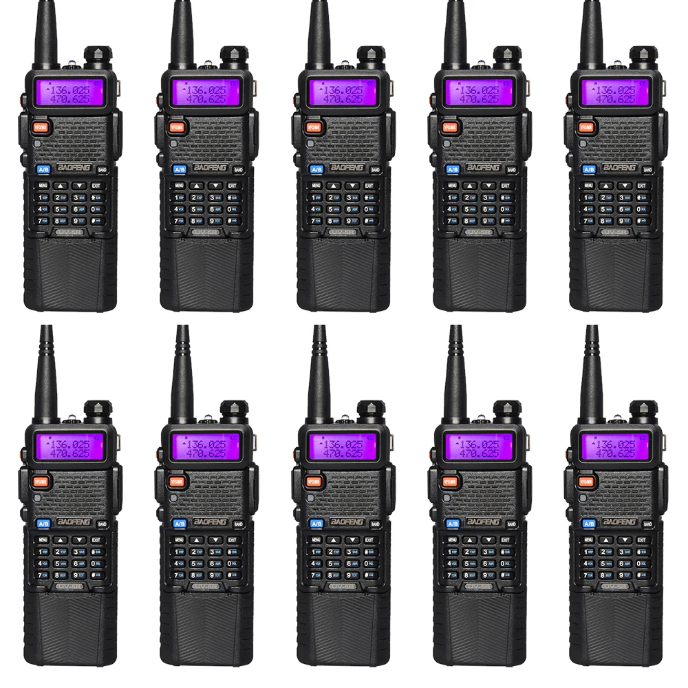 

10pcs Baofeng UV5R 5W 3800mAh walkie talkie ham radio portable two way radio station Comunicador Transmitter Transceiver