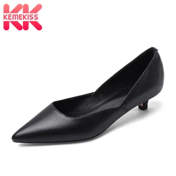 

KemeKiss New Women Pumps Genuine Leather Pointed Toe Low Heel Woman Shoes Fashion Simple Office Ladies Shoes Size 34-39