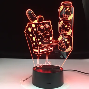 

SpongeBob SquarePants Night light for Kid Bedroom Battery Powered Cartoon 3d Night Lamp for Children Cool Baby Led Nightlight