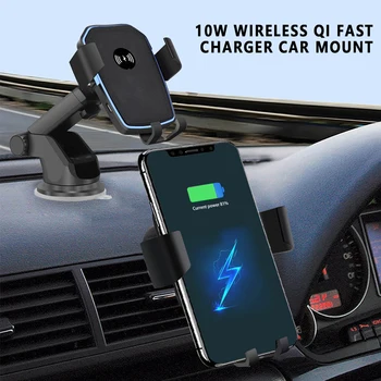 

10W Plastic Qi Wireless Fast Charging Car Charger Mount Holder Stand 2 In 1 for Universal QI-Enabled Car Accesories
