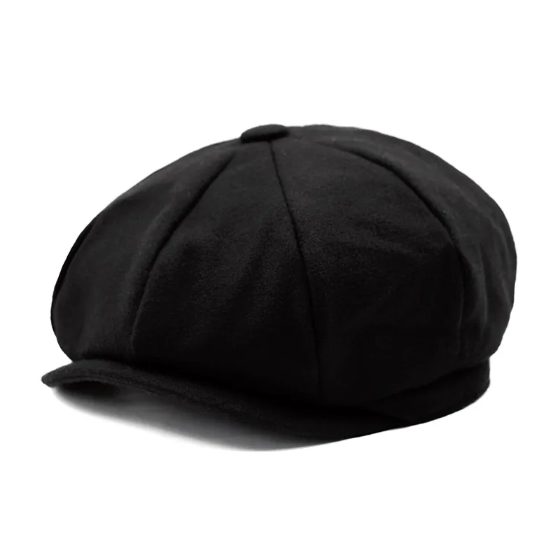Black Peaky Blinders, мужские береты, шапка, осень, новая, винтажная, с узором в елочку, восьмиугольная шапка Wo, мужская, повседневная, тыква, шапка в стиле Гэтсби, плоская, берет, шапки - Цвет: Black