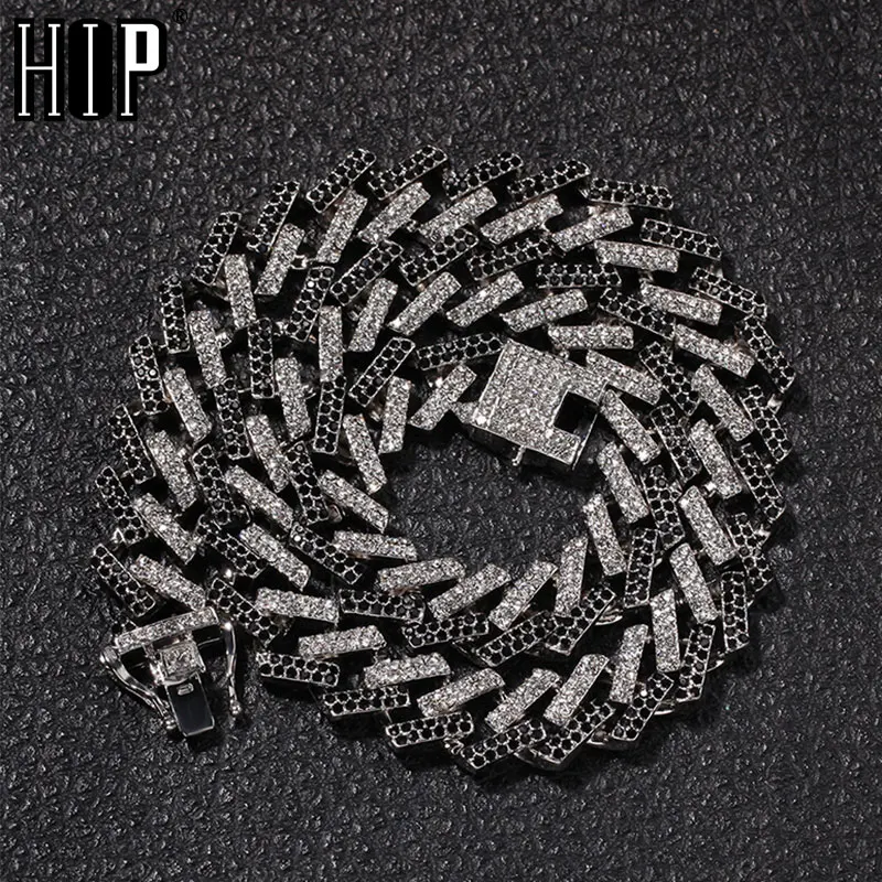 Cena Hip Hop pełna Pave Rhinestone 15MM Bling Iced Out kryształ Miami cyrkon kubański męskie naszyjnik dla mężczyzn biżuteria z pudełkiem