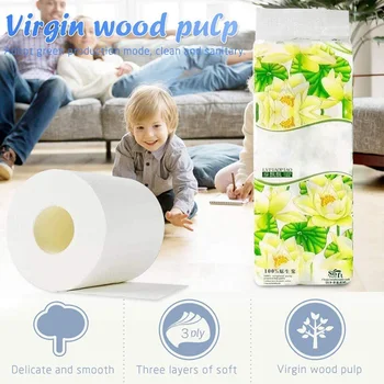 

New 1/4/8/12 Rolls Toilet Paper Bulk Bath Tissue Soft Skin-friendly 3 Layer for Bathroom Home Office QP2