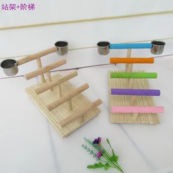 

Bird Perch Platform Training Stands Perches Playstand Playgound Standing Toy with feeders for small parrots