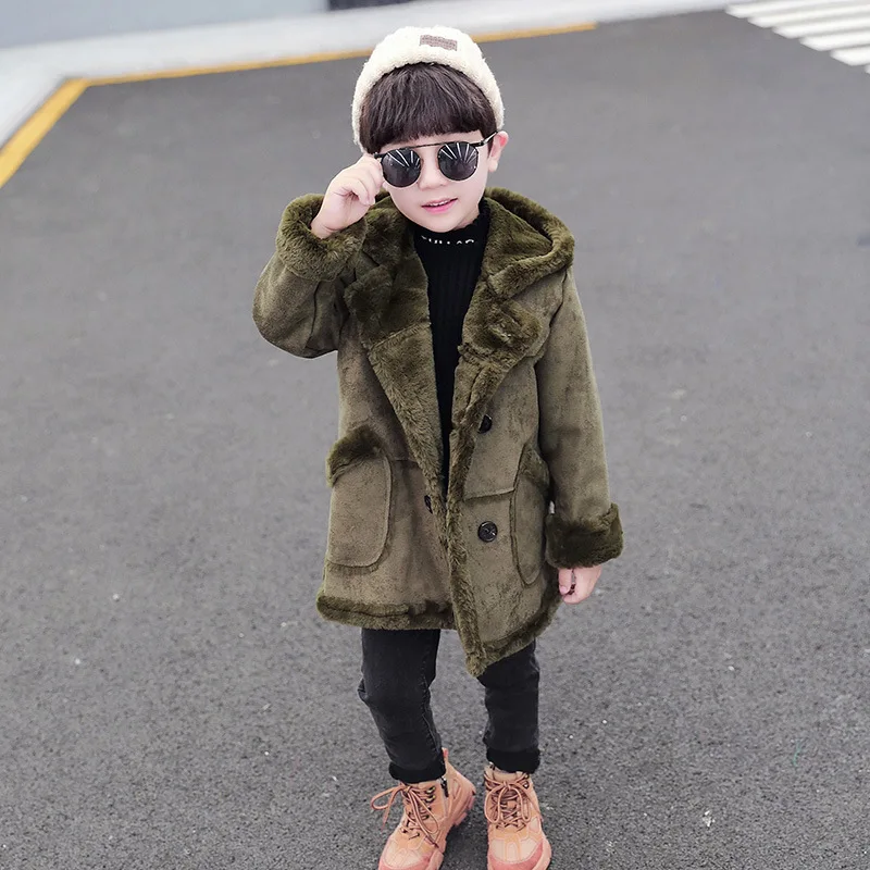 Winter New Boy Deer Skinny Thick Fashion Warm Winter Jacket - Цвет: Армейский зеленый