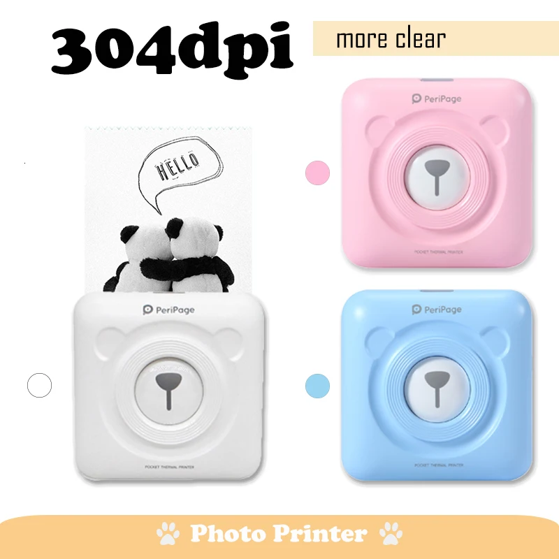 

304 DPI 58mm Bluetooth Thermal Photo Printer Mini Pocket Small Cute Peripage A6 Wireless Picture Printer for IOS Android System