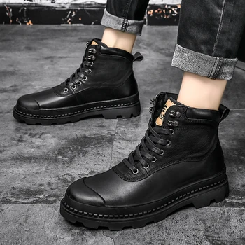 

2020 Men Boots fur Warm Ankle Boots For Martin Boots Male Shoes Adult Motocycle snow Boots Winter Shoes Men big size 47