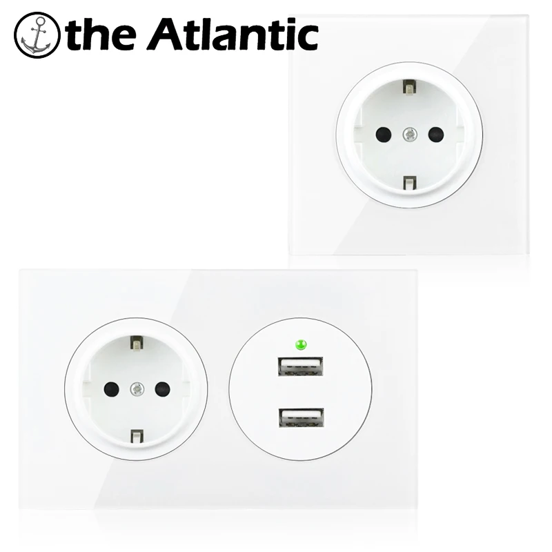 ЕС DE Стандартный Россия Испания настенная розетка с USB зарядки белый стеклянный