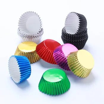 

Cake Muffin Molds Wedding Party Decor Baking Accessories 100Pcs Thickened Baking Cups Aluminum Foil Mini Cupcake Liners
