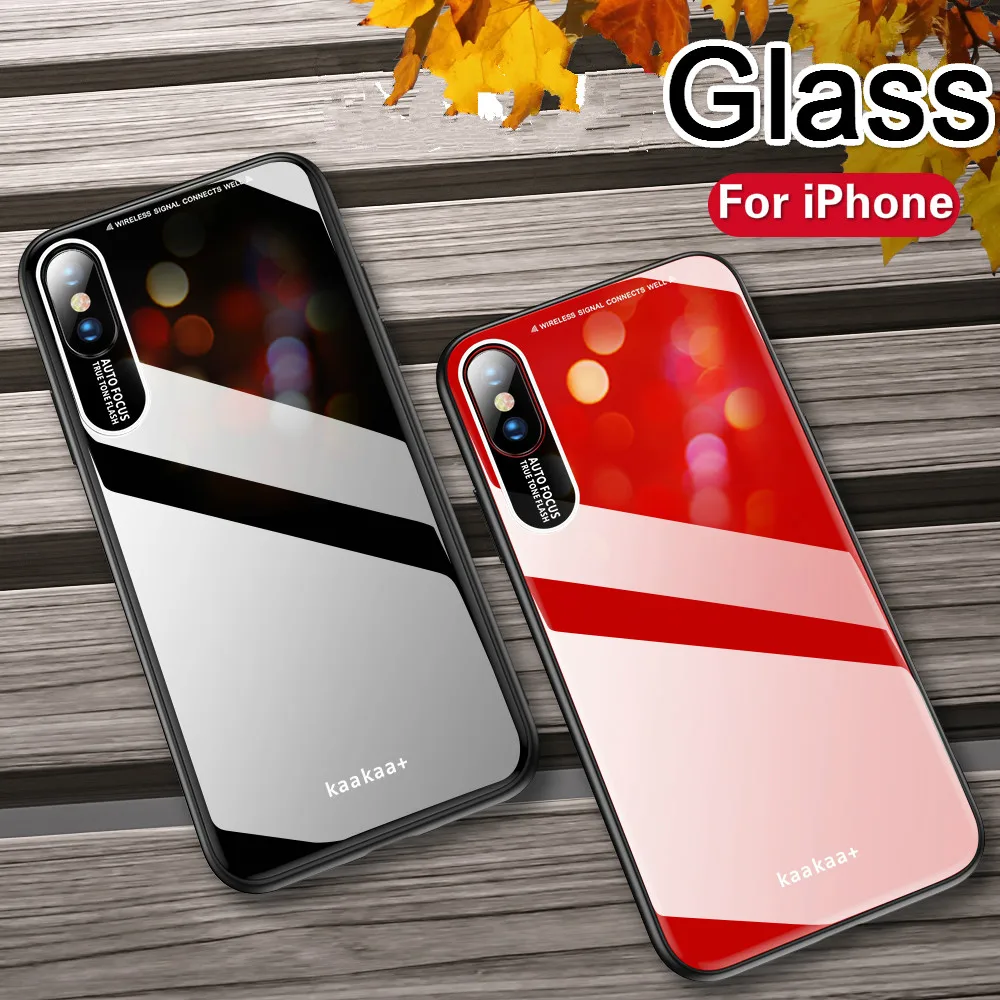 

Tempered Glass Mirror Phone Case For iPhone X XR XS MAX 8 7 6 6S Plus Case on For iPhone 6 7 8 Metal Camera Soft TPU Back Cover