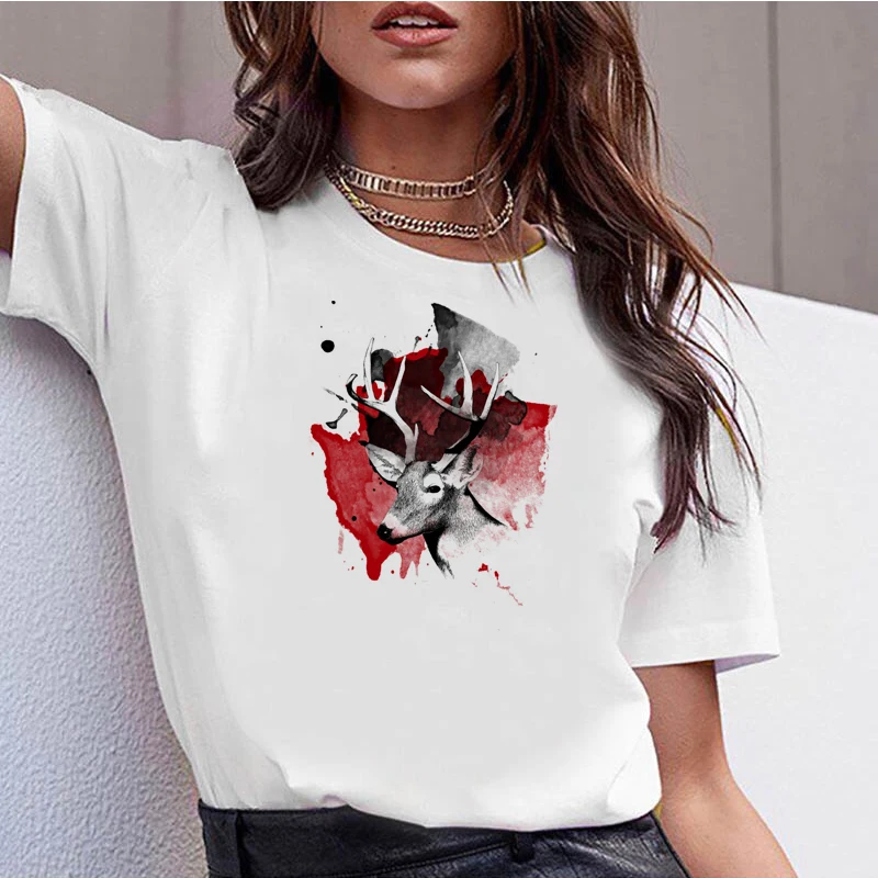 198834_T Shirt Casual O-Neck Short Sleeves Women T-shirt Hipster Cool Graphic Tee |