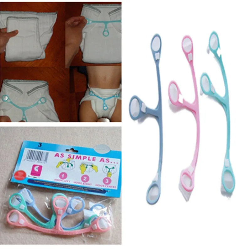 

3Pcs Plastic Baby Snappi Cloth Diaper Fasteners 3 Colors Infant Diaper Belt Buckles