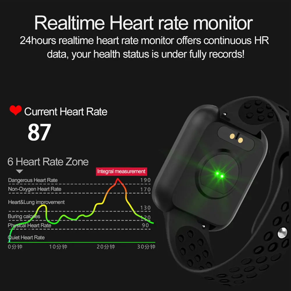  Bakeey M98 Smart Watch Men Ip67 Waterproof Big Screen Fashion Realtime and Tracker Blood Pressure B - 4000114194584