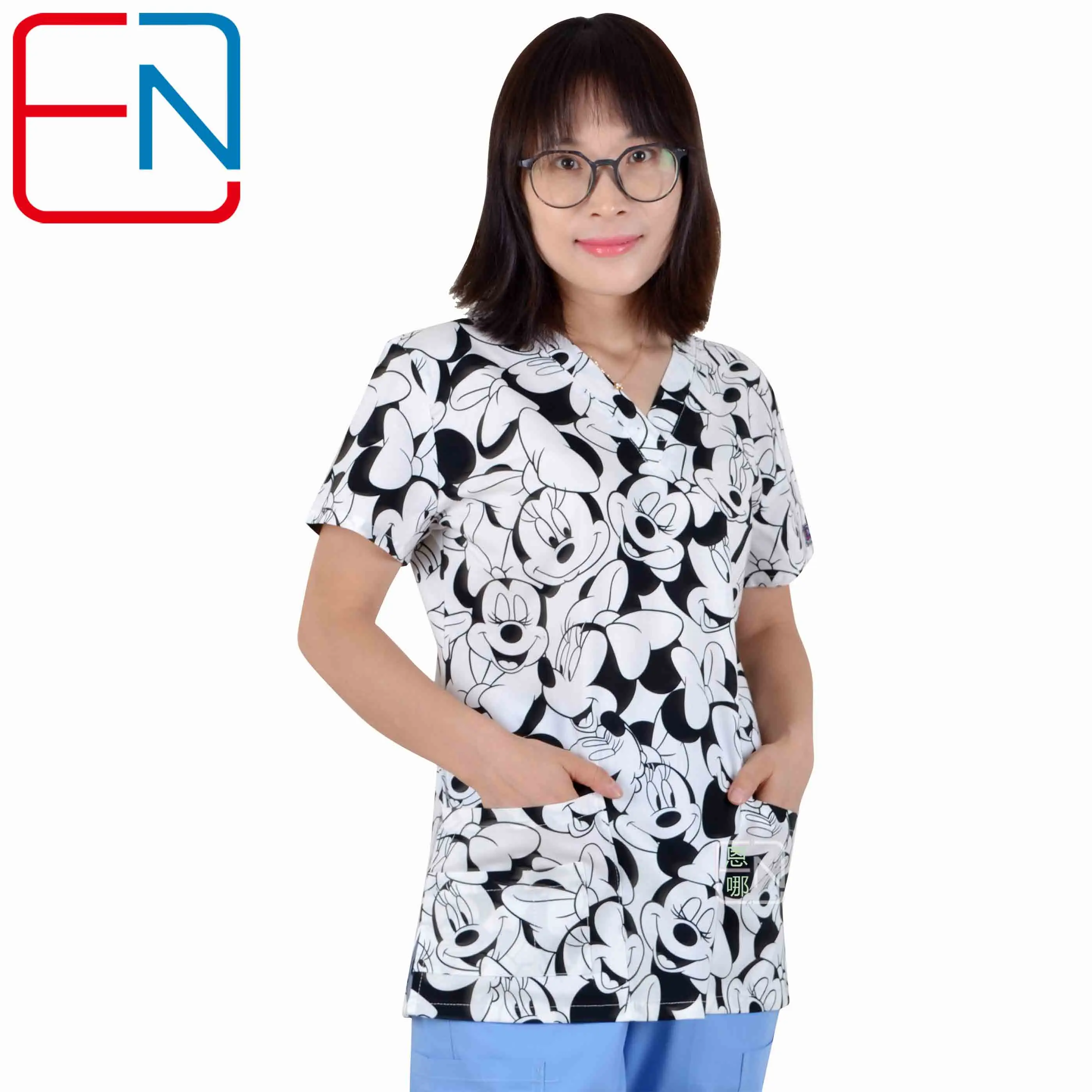 Tops Only Новинка 1907, женские медицинские скрабы Hennar, женские скрабы для медсестер, медицинская униформа, медицинская униформа, женские скрабы, топы+ шапки - Цвет: Tops Only
