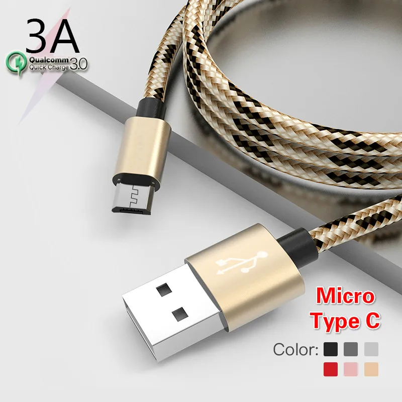 

3A USB Cable Micro USB C Cable Fast Charging Wire Quick Charge 3.0 Charger Cable for Samsung Huawei Xiaomi Honor Redmi POCO LG