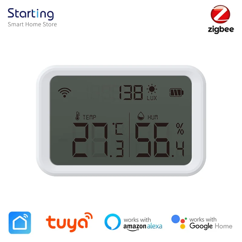 Tuya Zigbee Smart Temperature And Humidity Sensor LCD Hygrometer Life Control Home Voice Support Alexa Google | Электроника