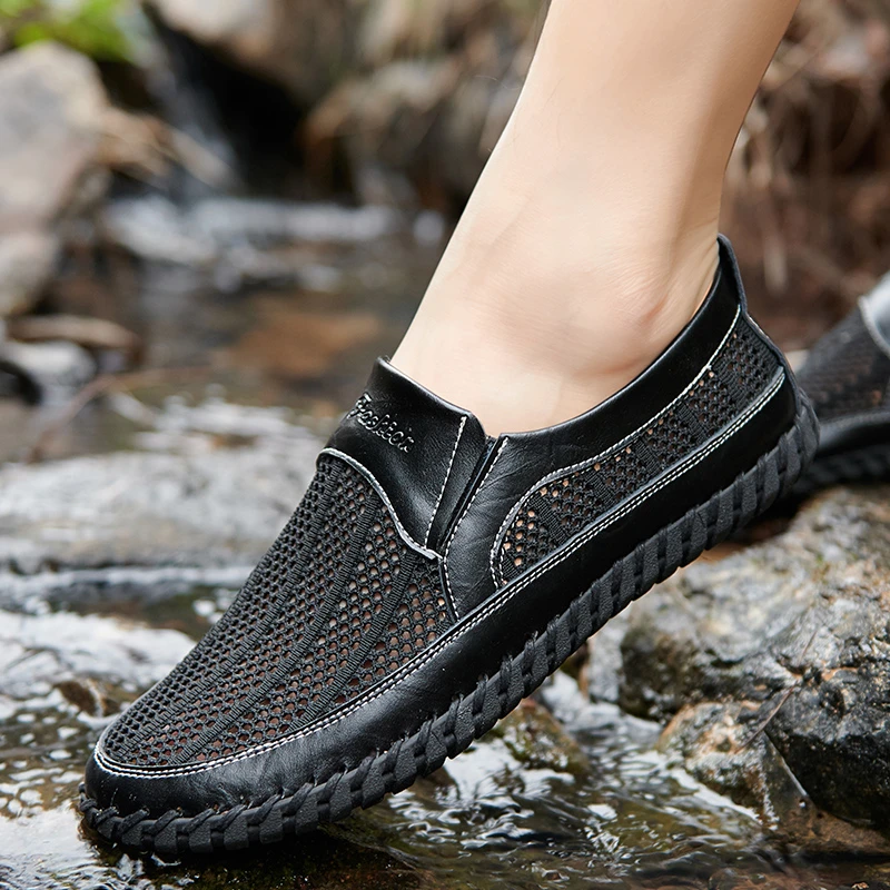 Mocasines de malla transpirable para hombre, zapatillas de sin cordones, calzado moda, talla grande 38 48, marrón, azul, negro, amarillo|Zapatos informales de hombre| - AliExpress