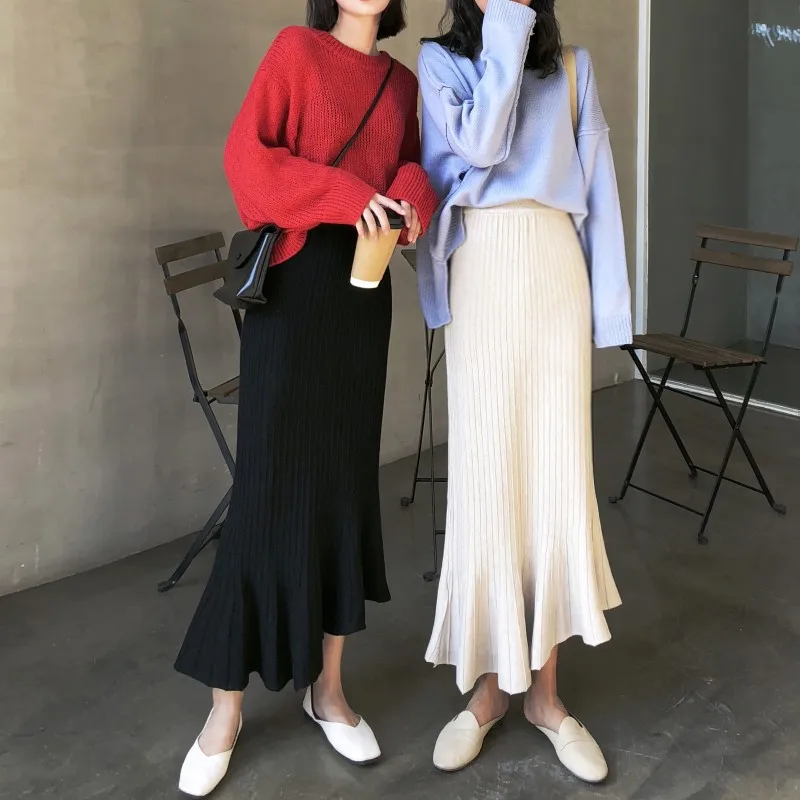

Video Photo Shoot 4630 # Autumn And Winter Slim Fit Slimming Knitted Fishtail Skirt High Waist Skirt Medium-length Dress Women's