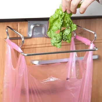 

Stainless Steel Garbage Bag Rack U-Shaped Hanging Rubbish Holder Kitchen Trash Storage Hanger