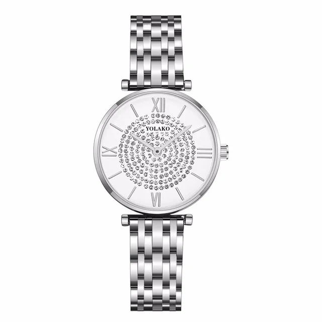 silver white Роскошные женские часы-браслет с кристаллами, Топ бренд, модные женские кварцевые часы с бриллиантами, женские Полностью стальные водонепроницаемые наручные часы - Цвет: silver white