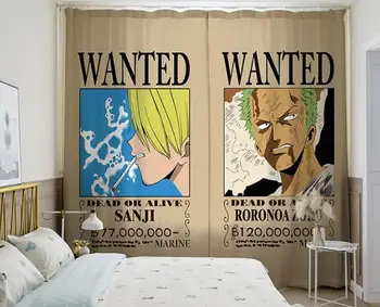 

Anime One Piece Zoro 2 Panels/Set Window Curtains Japan Anime Blockout Photo Curtain Print Fabric Window