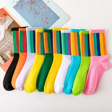 Осень, радужные женские носки, женские носки знаменитостей в японском стиле MianDui, разноцветные женские носки