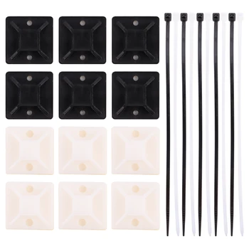 

400pcs Cable Tie Mount Self Adhesive Durable Professional Prime Holder Wire Tie Cable Tie Mount for Office Home Living Room