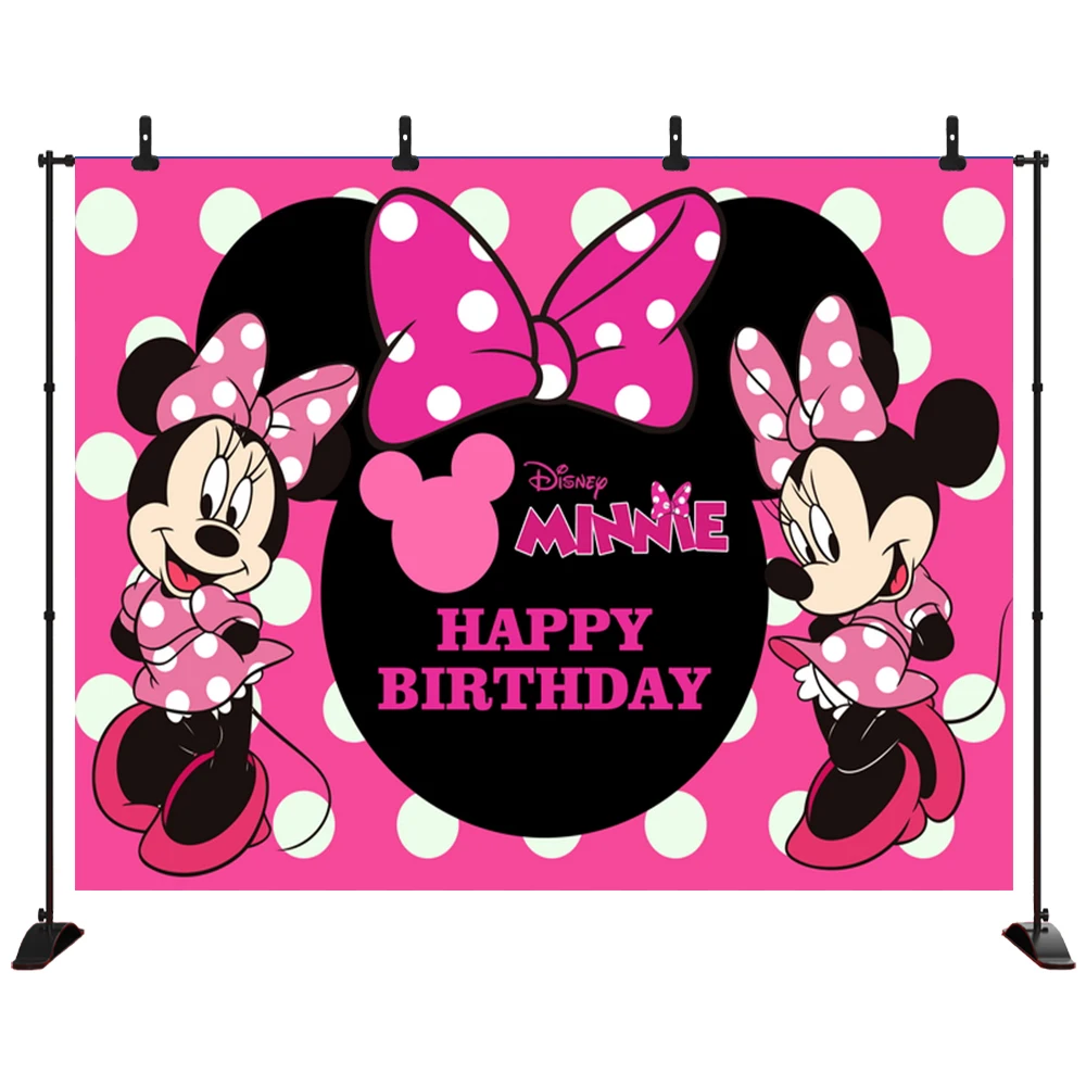 

Newborn Photocall Pink Minnie Mouse Polka Dots Birthday Cake Photo Studio Background Baby Shower Photography Backdrop