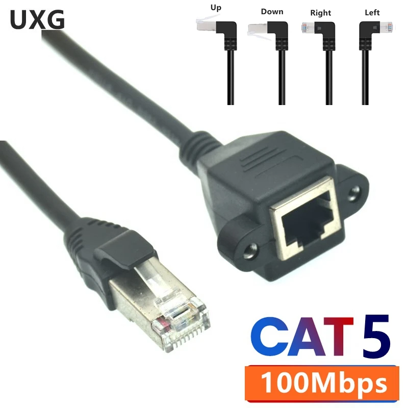 

8Pin RJ45 кабель штекер-гнездо винтовое крепление для панели Ethernet LAN сеть 8 Pin 90 градусов правый вверх вниз левый угол Удлинительный кабель