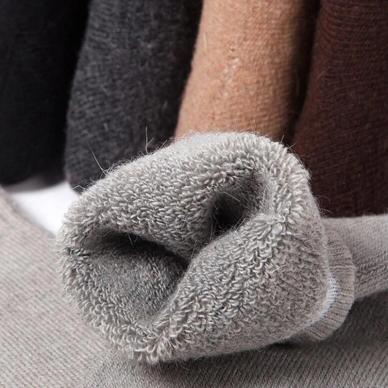 Winter Thicken Men's Socks  Warm Wool Socks Man Plus Velvet Long Crew Socks Calcetines meias