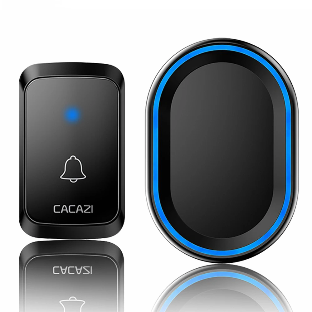 

CACAZI A80 Wireless Smart AC Doorbell 1 Receiver 1 Transmitter 4 Levels 20-110db 300M Remote Control Waterproof EU Plug Doorbell
