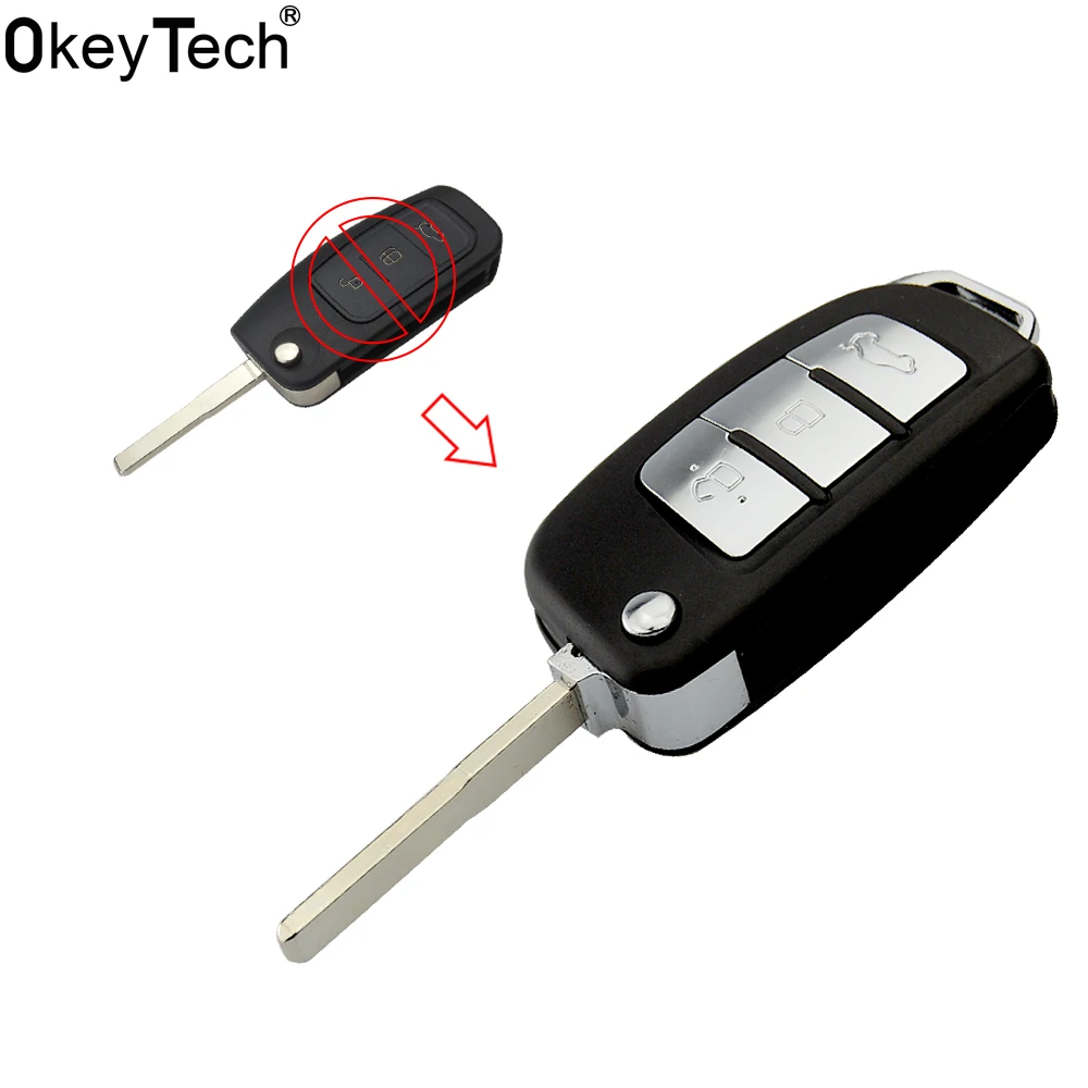OkeyTech 3 кнопки модифицированный Флип складной дистанционный Автомобильный ключ