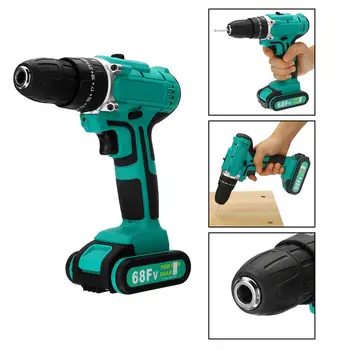 

21V Electric Drill with LED Lights Waterproof Cordless Impact Drill Screwdriver 2-Speed Power Battery Driver Kit Repair Tool