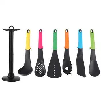 

6PCS Nylon Non Stick Cooking Utensils Set Kitchen Cooking Tools Kitchenware Set with Storage Rack Kitchenware Set