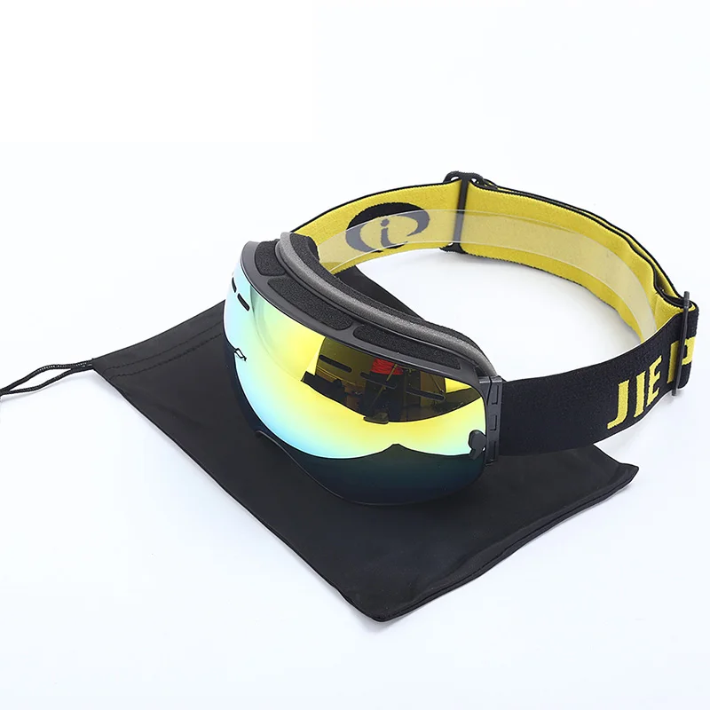 HSSEE брендовые лыжные очки двухслойные UV400 ветрозащитные противотуманные большие Лыжные маски очки для катания на лыжах Снег Сноуборд унисекс очки FJ040 - Цвет: gold