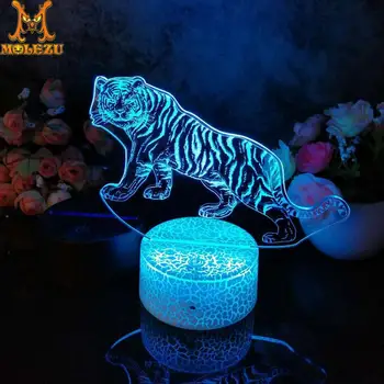 

Molezu Halloween Tiger B Pattern 3D Led Night Light Decoration Children Kids Gifts 7 Color Changing Visual Table Lamp