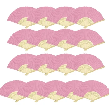 

Folding Fans White Paper Hand Fan Bamboo Fan for Dancing (15 Pink)