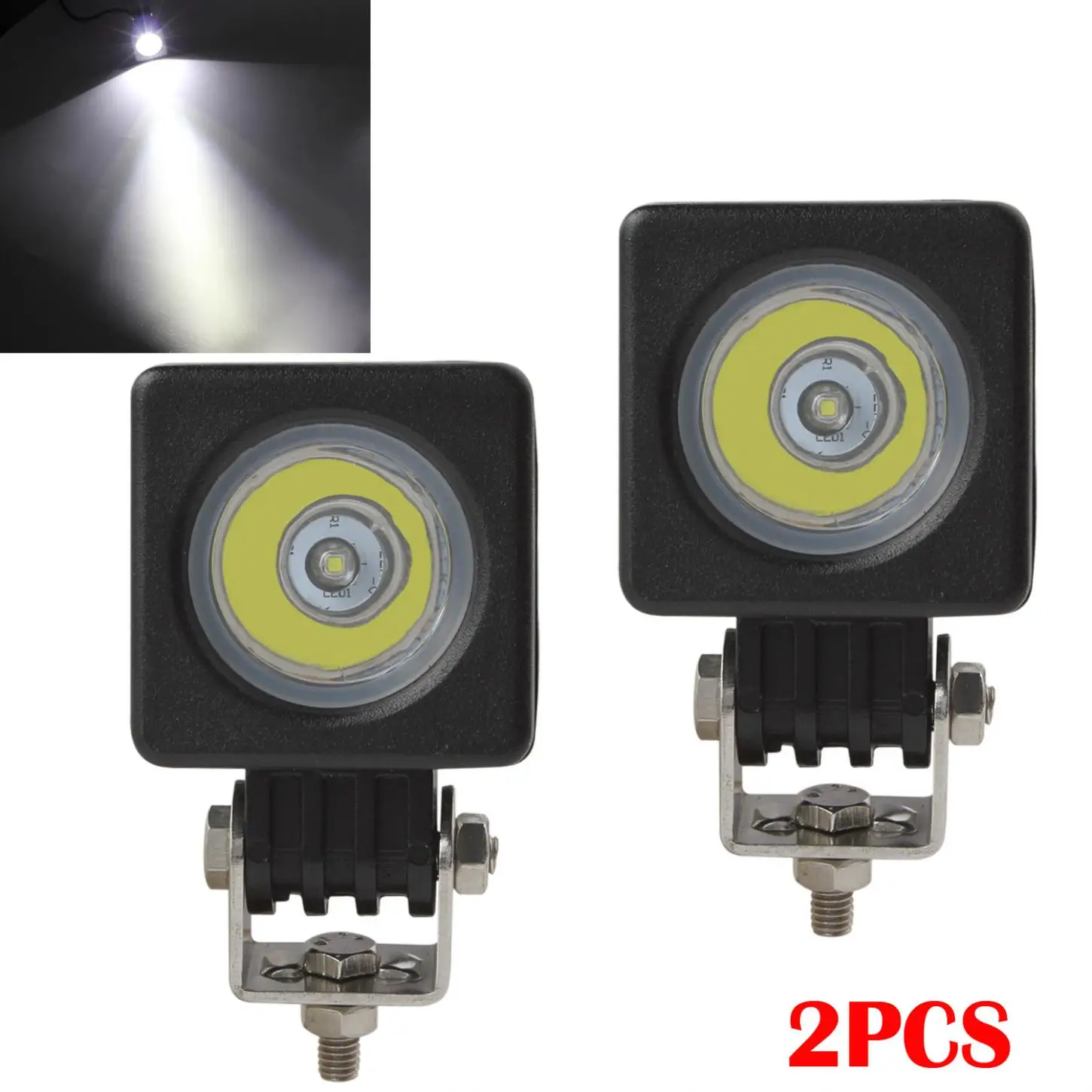 

2x 10W 12V 24V 2000LM Waterproof LED Work Light Driving Fog Lamp 6500K Spot Light FloodLight for Car Vehicle Motorcycle Boat ATV