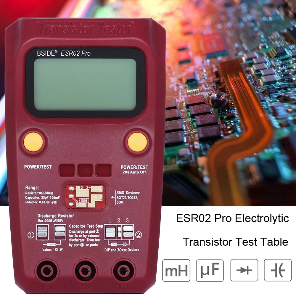 Цифровой транзистор BSIDE ESR02 PRO тестер для поверхностного монтажа триодный