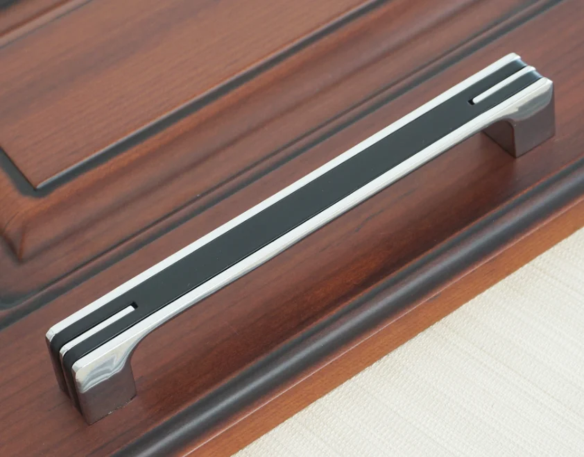160mm 1,2" 3,75" " 6,3" 8," Черный квадратный шкаф для книжного шкафа ручки для двери ручки для шкафа ручки для ящика простая металлическая фурнитура - Цвет: 160mm