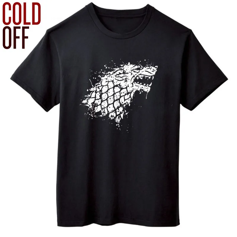 

COLDF OFF 100% cotton house of stark print men T shirt casual loose game of thrones men tshirt o-neck men tee shirts