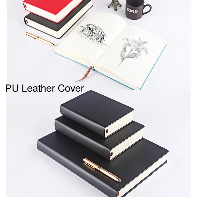 Thick Sketchbook 660 Pages Notebook Soft Faux Leather Cover Journal 80gsm Paper Notepad Drawing Book Memo Writing Sketch Pad Diary Notebook